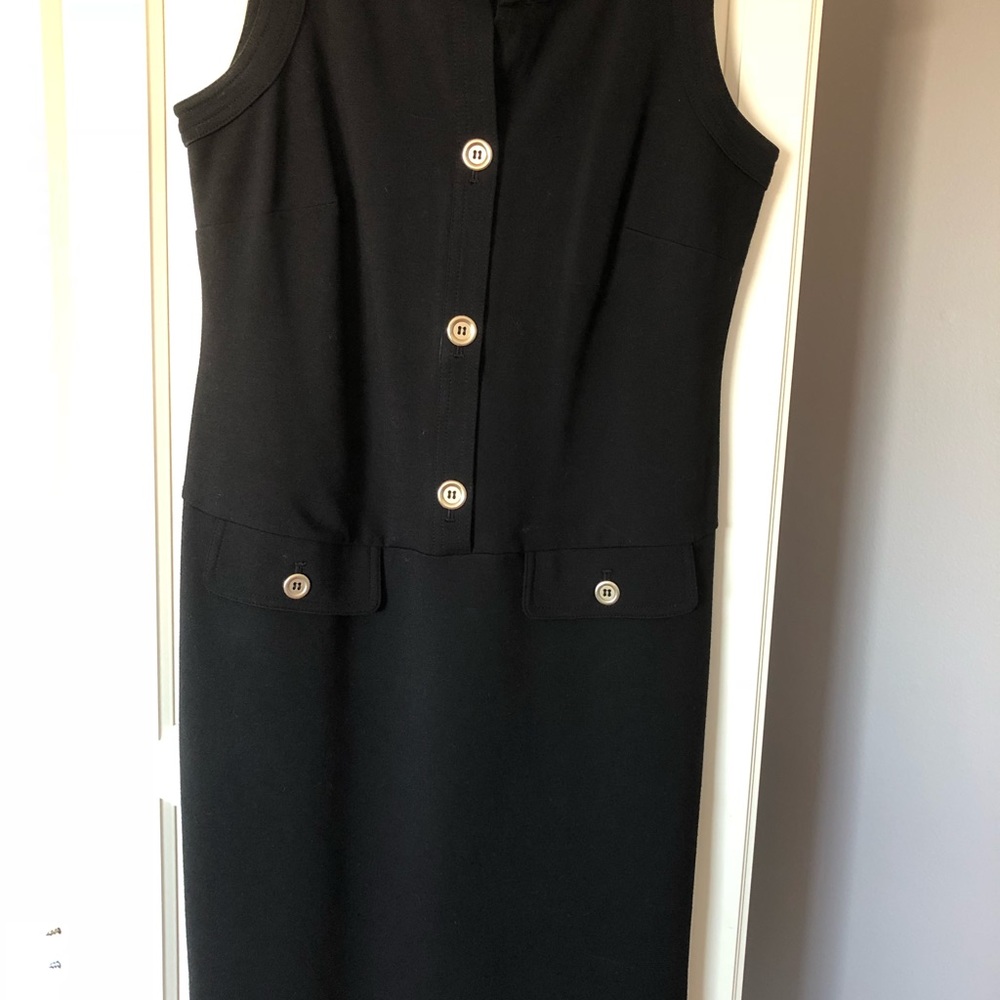 Talbots sleeveless gold button dress